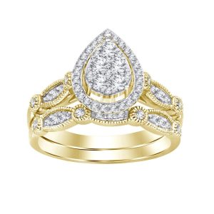 LADIES BRIDAL RING 1/2 CT ROUND DIAMOND 14K YELLOW GOLD