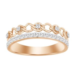 LADIES STACKABLE BAND 1/5 CT ROUND DIAMOND 10K ROSE GOLD