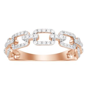 LADIES STACKABLE BAND 1/3 CT ROUND DIAMOND 10K ROSE GOLD