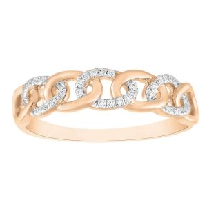LADIES STACKABLE BAND 1/10 CT ROUND DIAMOND 10K ROSE GOLD