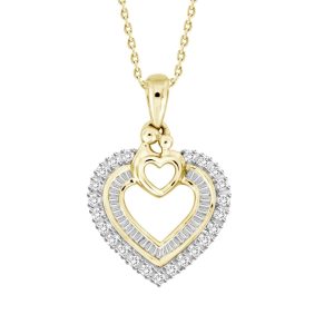 LADIES HEART PENDANT 1/3 CT ROUND DIAMOND 10K YELLOW GOLD