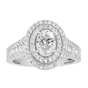 LADIES ENGAGEMENT RING SETTING 1 1/2 CT TW ROUND DIAMOND 14K WHITE GOLD-CTR 3/4 CT OVAL (THE CENTER DIAMOND IS SOLD SEPARATELY)