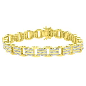 MEN’S BRACELET 2 CT ROUND DIAMOND 10K YELLOW GOLD