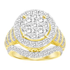 LAIDES RING 3 CT ROUND/BAGUETTE DIAMOND 10K YELLOW GOLD