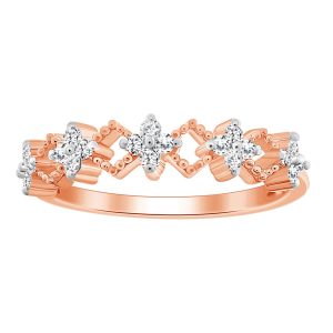 LADIES STACKABLE BAND 1/6 CT ROUND DIAMOND 10K ROSE GOLD