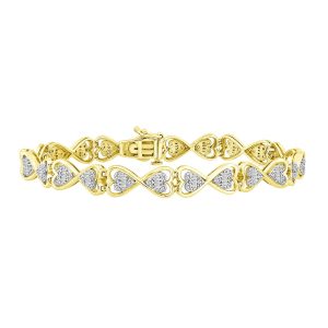 LADIES BRACELET 1 CT ROUND/BAGUETTE DIAMOND 10K YELLOW GOLD