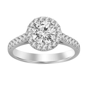 LADIES ENGAGEMENT RING 3/8 CT ROUND DIAMOND 18K WHITE GOLD CTR 1.00 CT (THE CENTER DIAMOND IS SOLD SEPARATELY)